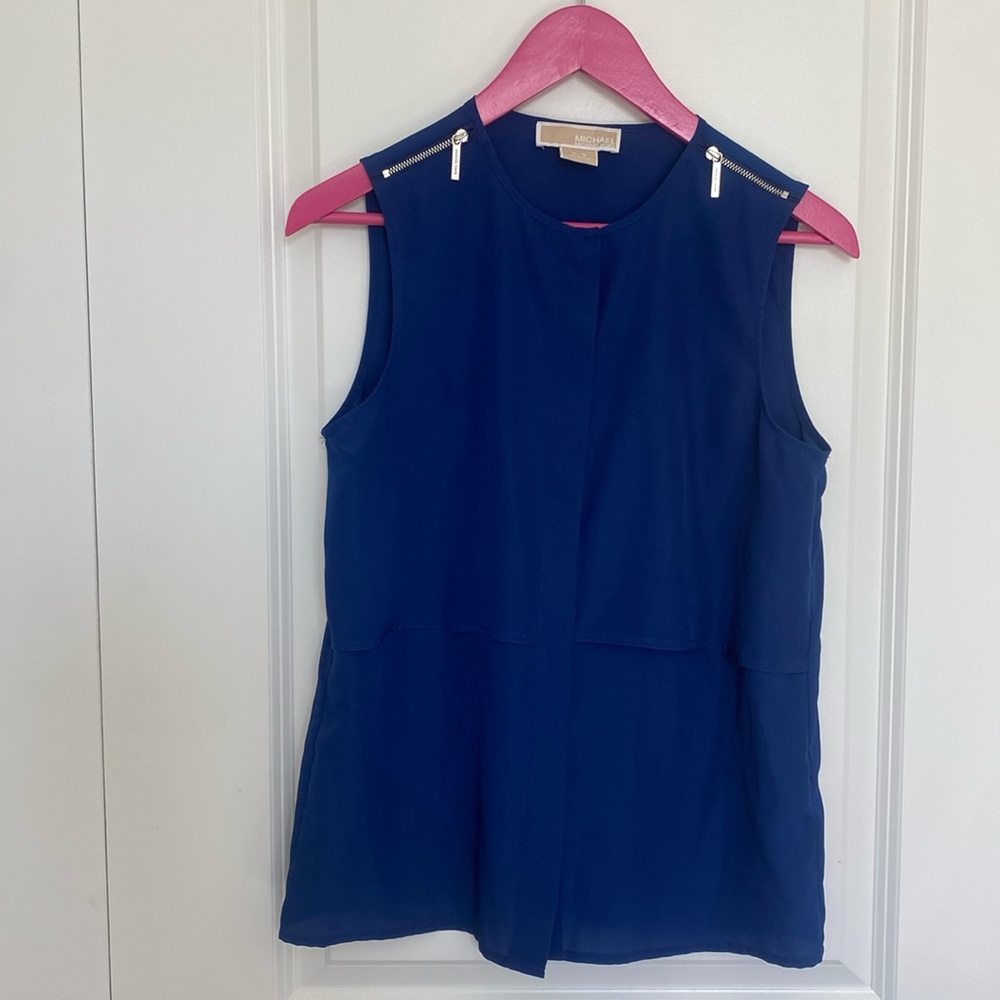 Michael Kors Sleeveless‎ Zipper Blue Blouse